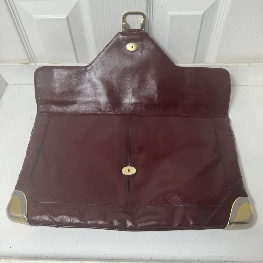 Lou Taylor Purse‎ Red Handbag Messenger Leather VTG Pop Up Hinged Mirror Italy